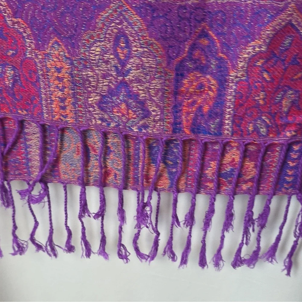 Gift From Jerusalem 100% Cashmere Purple Paisley Scarf/shawl with Fringe